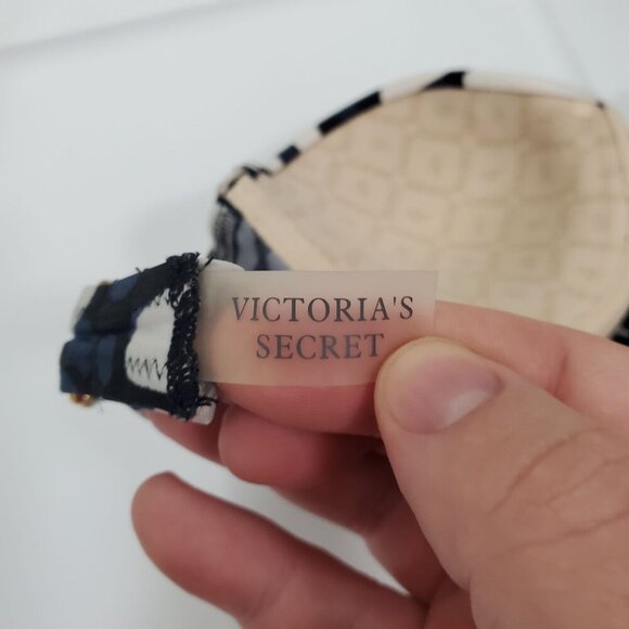 Victoria's Secret Biofit Navy White Polka Dot Underwire Strapless Bikini Top 32B - Picture 4 of 8